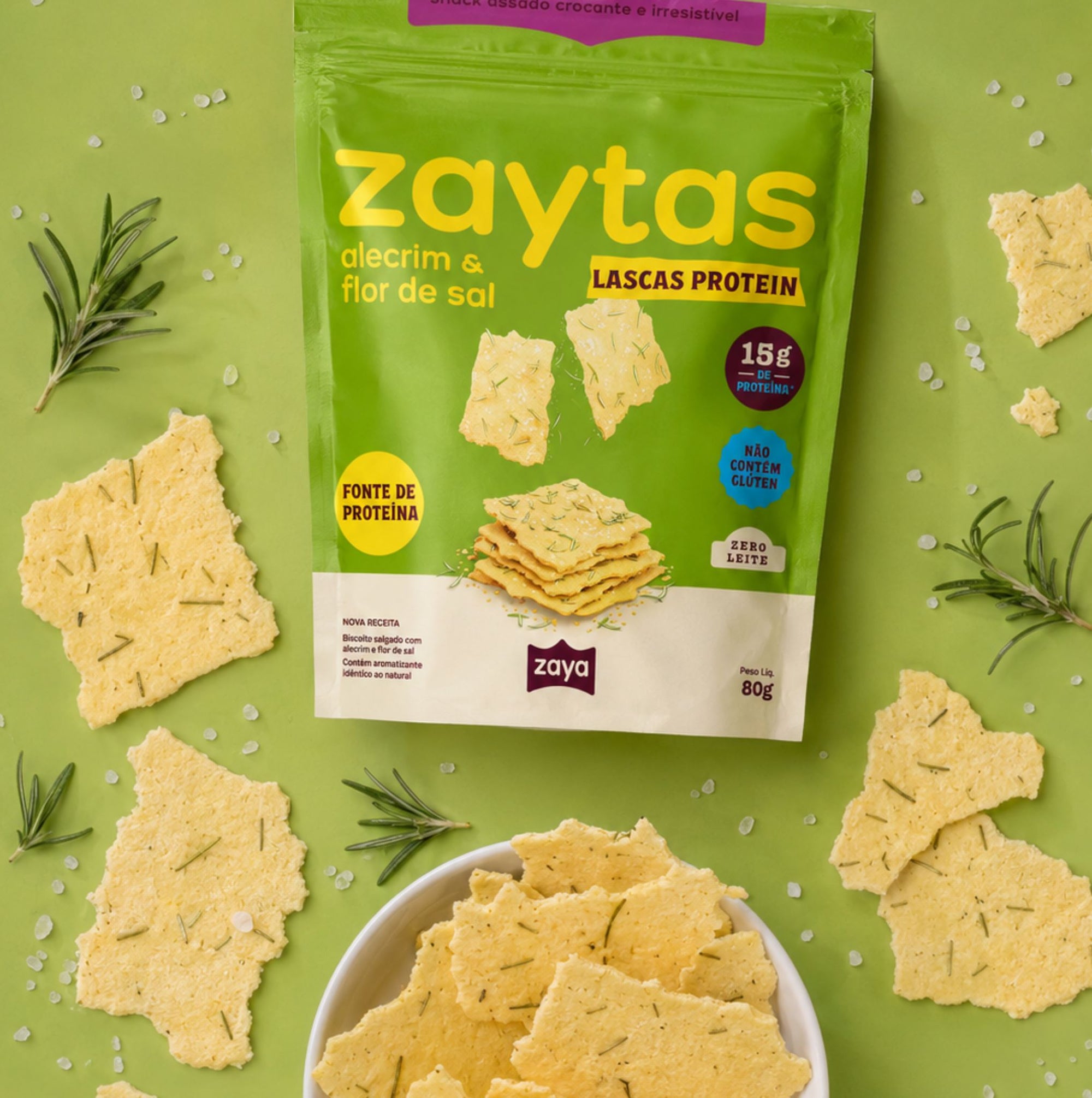 Zaytas Lascas Proteica Alecrim & Flor de Sal 80g